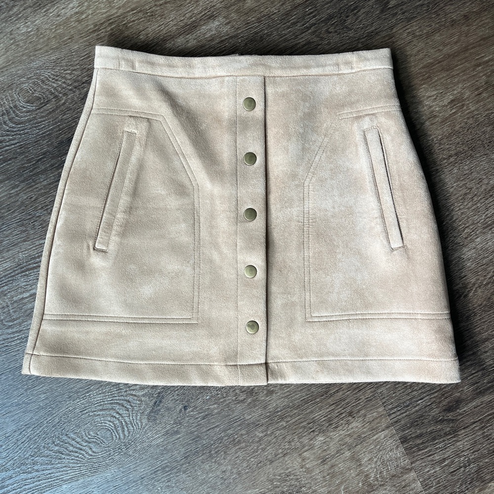 Tan Button-Front Women's Skirt